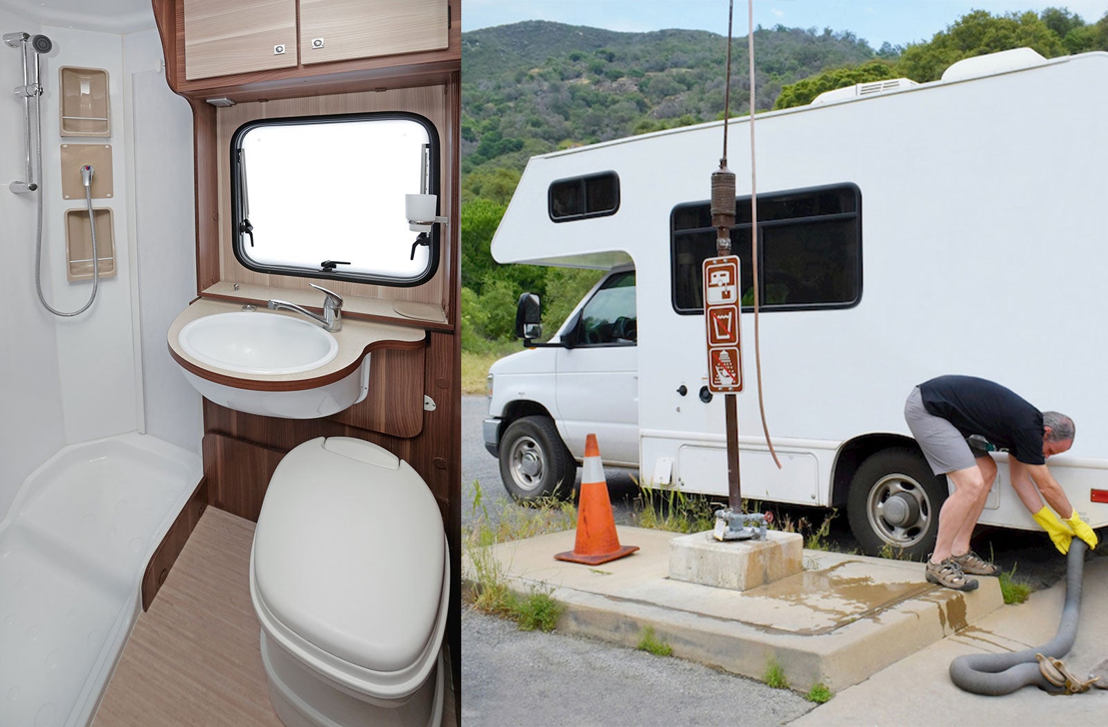 Portable RV/camper toilet and holding tank setup in Benton, Arkansas
