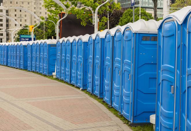 Seasonal porta potty units set up at a Benton, Arkansas venue